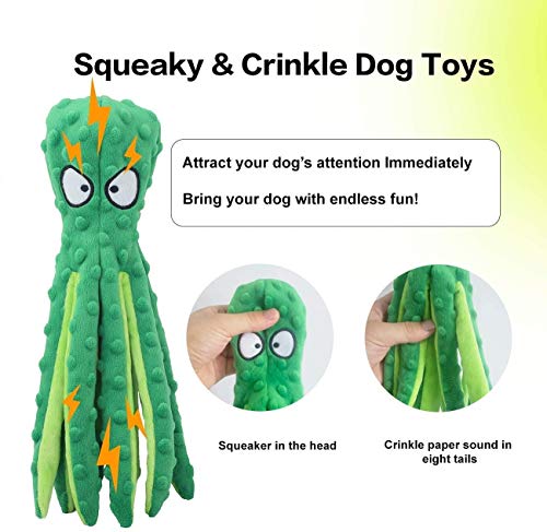 Durable Interactive - Juguete de peluche para perro, pulpo, para dentición de cachorros, tamaño pequeño, mediano, grande, entrenamiento y juego (naranja)