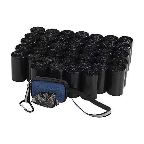 Dynko Perro Bolsas con 1 Dispensador y Clip, Bolsas para excrementos de Perro, 1400 Bolsas, Negro