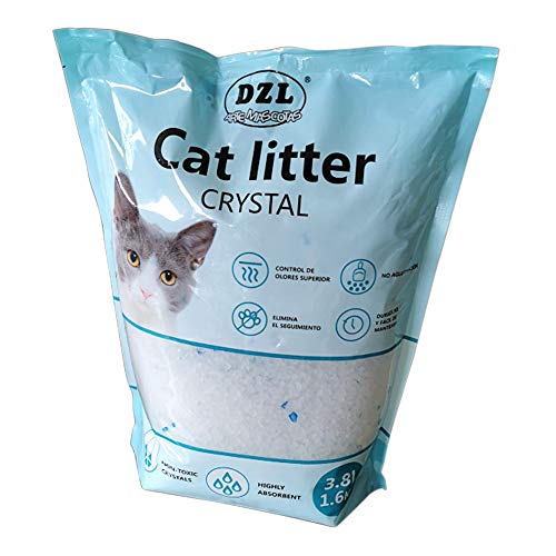 DZL- Arena para Gatos Silicacrystal Arena para Gato de sílice 3.8L+12 Bolsas Mediana para arenero (3.8L)