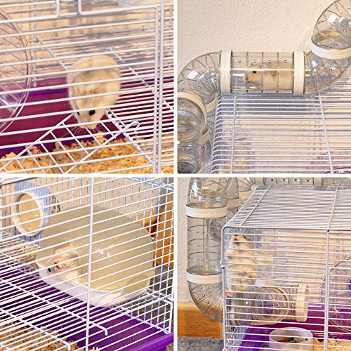 DZL-Jaula Hámster Chalé con Escalera jaulas Hamsters Grandes con Tubos Rueda para Ejercicio Color Aleatorio (L 31.5 * 58 * 32CM)