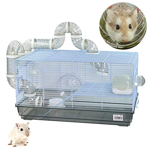 DZL-Jaula Hámster Chalé con Escalera jaulas Hamsters Grandes con Tubos Rueda para Ejercicio Color Aleatorio (L 31.5 * 58 * 32CM)