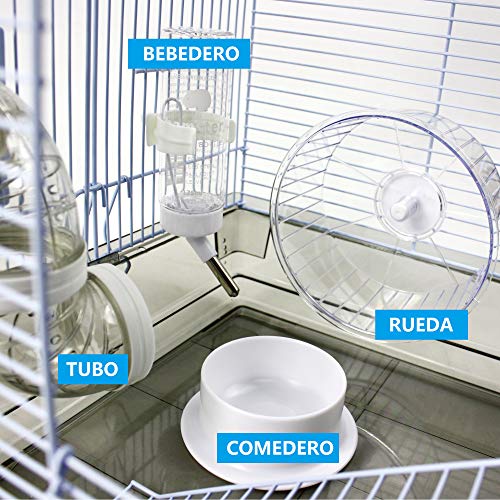 DZL-Jaula Hámster Chalé con Escalera jaulas Hamsters Grandes con Tubos Rueda para Ejercicio Color Aleatorio (L 31.5 * 58 * 32CM)