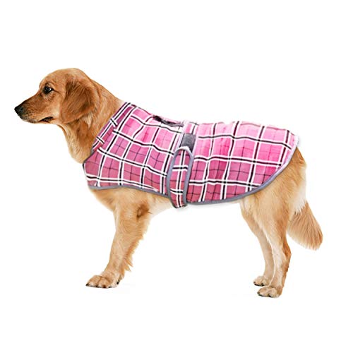 Eastlion Ropa a Cuadros Abrigo de Perro para Invierno Chaleco cálido para Mascotas Ropa de Chaqueta de Perro para Perros Pequeños Medianos Grandes,Rosa,XS