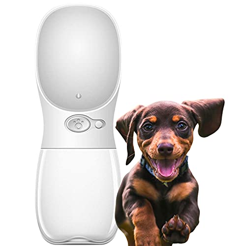 Edipets, Bebedero Perro Portatil, 350 ml, Antibacteriano, Botella Agua a Prueba de Fugas, Libre de BPA, Ideal para Actividades al Aire Libre (Blanco)