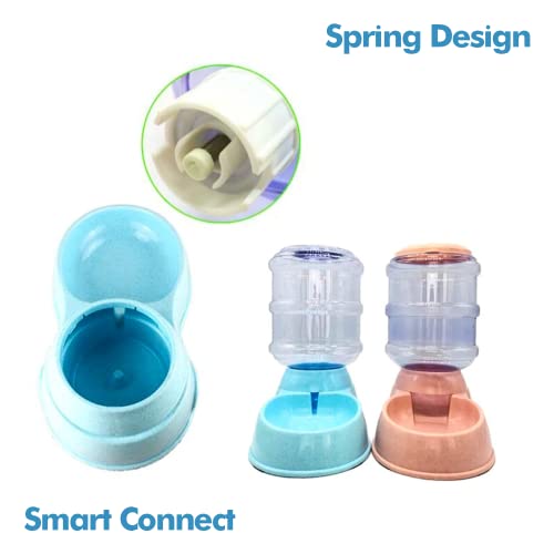 Edipets, Dispensador Gatos y Perros, Automático, Pack 2 Unidades, 2 en 1, Agua y Comida, 3.8L c/u, Comedero Bebedero Perro Gato, Alimentador y Bebedero para Mascotas (Azul)