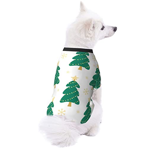 EDJKEJYCO Linda ropa de perro de árbol de Navidad de dibujos animados, lindo pijama de perro, camisa de perro para perros pequeños y medianos gatos