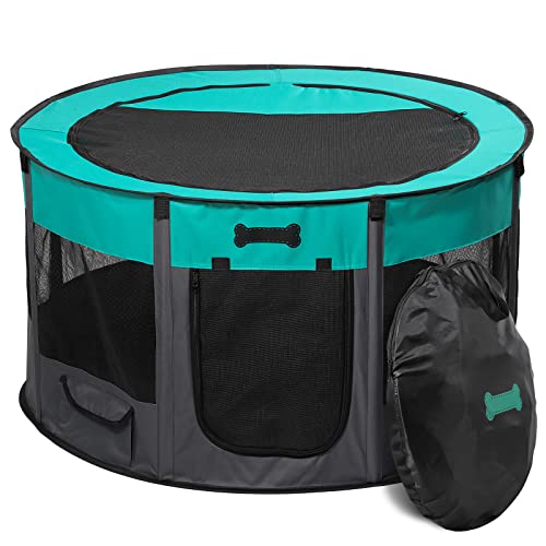 EKXOZV Recinto Plegable para Mascotas, Parque para Animales para Cachorros, Gatos, Conejos, Parque para Perros de Juego Entrenamiento Dormitorio ​para Uso en Interiores y Exteriores 110x110x58 CM