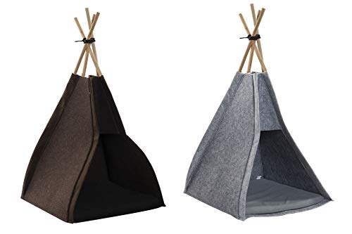 EL PATIO DE MI COLE - Tipi Casa para Gato o Mascota Pequeña de Fieltro y Madera 35X38X73 Tienda Tipi India de Mascota en Colores aleatorios - Tipi Gatos