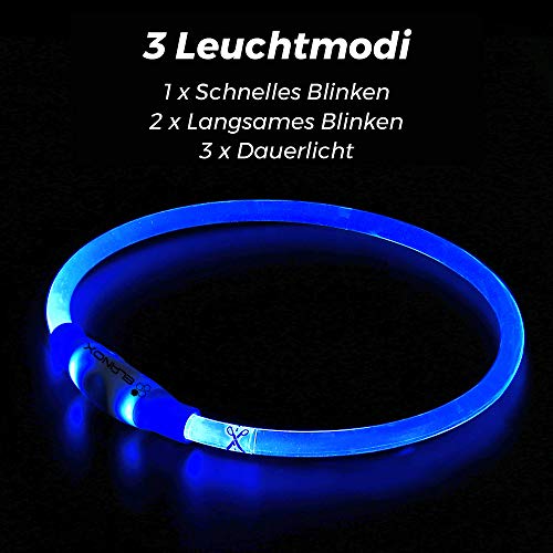 ELANOX Collar de perro LED recargable USB tamaño universal luminoso (azul)