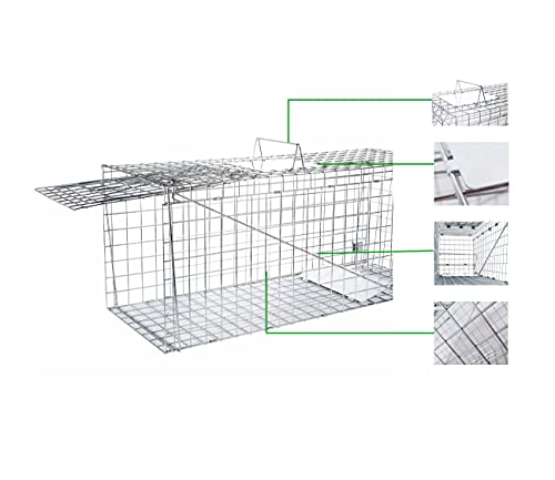 Elbe Safe Marten Trap, Trampa Viva para Marta, Gato, Perro, Conejo, Mapache, Zorro, Seguro para niños y Mascotas, Resistente a la Intemperie, a Prueba de mordeduras, galvanizado, 109x44x46cm