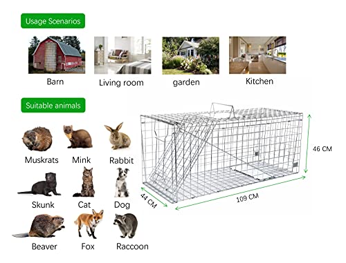 Elbe Safe Marten Trap, Trampa Viva para Marta, Gato, Perro, Conejo, Mapache, Zorro, Seguro para niños y Mascotas, Resistente a la Intemperie, a Prueba de mordeduras, galvanizado, 109x44x46cm