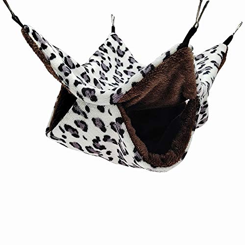 ELEpure - Hamaca de leopardo para animales pequeños - Cama colgante de peluche para dormir caliente - Accesorios para ardilla, gerbola Chinchilla Furet cobaya (34 x 34 cm)