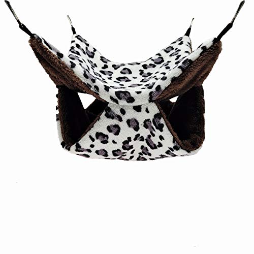 ELEpure - Hamaca de leopardo para animales pequeños - Cama colgante de peluche para dormir caliente - Accesorios para ardilla, gerbola Chinchilla Furet cobaya (34 x 34 cm)