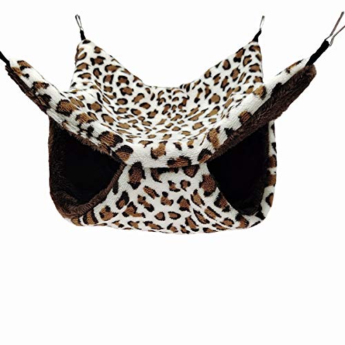 ELEpure - Hamaca de leopardo para animales pequeños - Cama colgante de peluche para dormir caliente - Accesorios para ardilla, gerbola Chinchilla Furet cobaya (34 x 34 cm)