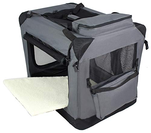 EliteField Cajón plegable de 3 puertas para perros, interior y exterior, varios tamaños y colores disponibles (50,8 cm de largo x 35,5 cm de ancho x 35,5 cm de alto, gris)