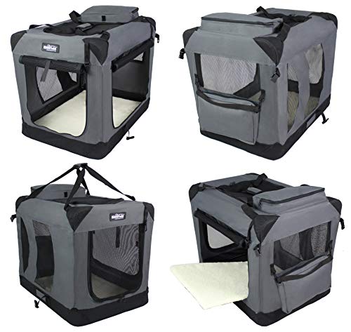 EliteField Cajón plegable de 3 puertas para perros, interior y exterior, varios tamaños y colores disponibles (50,8 cm de largo x 35,5 cm de ancho x 35,5 cm de alto, gris)