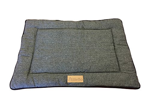 Ellie-Bo Cama Reversible de Tweed y Piel sintética Negra para jaulas y Cajas de Perro de 30 Pulgadas