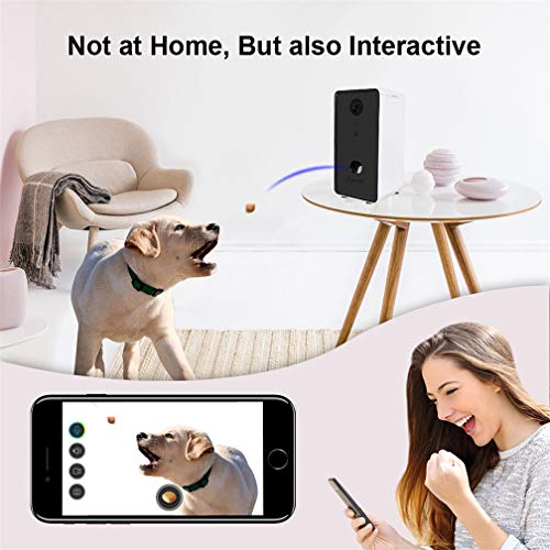 EMGOD Cámara Perro, Cámaras del Perro Casero Tratar Dispensador, La Visión Nocturna De WiFi HD Amplio Ángulo De Cámara De Dos Vías De Voz Interactiva Throw Snacks (Puede Trabajar con Alexa)