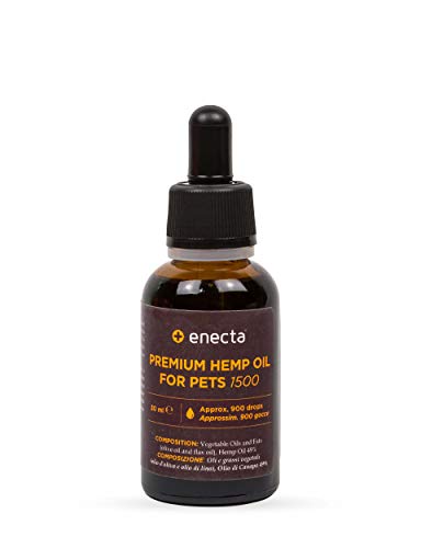 Enecta Premium Hemp Oil FOR Pets - Suplemento de Aceite de Cáñamo Rico en Omega 3-6 para Perros y Gatos de Todas Las Razas y Edades (30 ml)