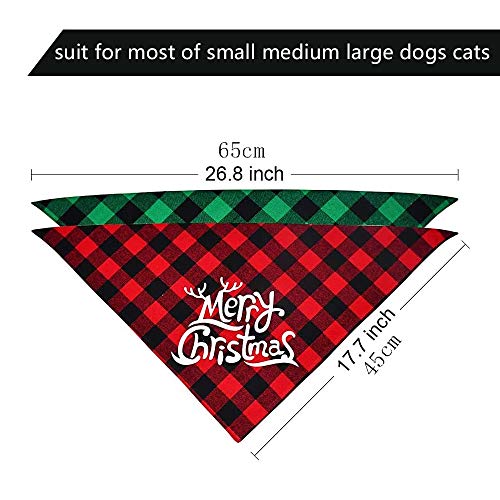 ENTHUR Bandana de perro de Navidad clásica Buffalo Plaid Mascotas Bufanda Triángulo Baberos Pañuelo Set de accesorios de disfraz de mascota Decoración para perros pequeños