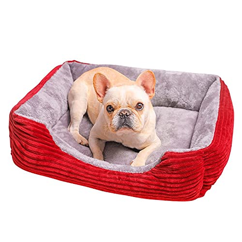 Eogrokerr Cama lavable para mascotas Sofá suave de forro polar coral para perros, cama para perros medianos y grandes (XL 80 x 60 cm), color rojo