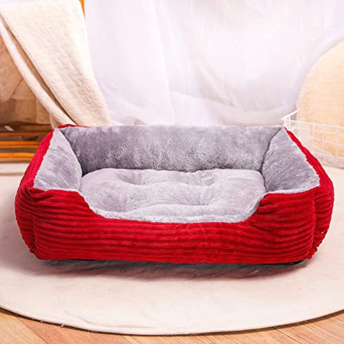 Eogrokerr Cama lavable para mascotas Sofá suave de forro polar coral para perros, cama para perros medianos y grandes (XL 80 x 60 cm), color rojo