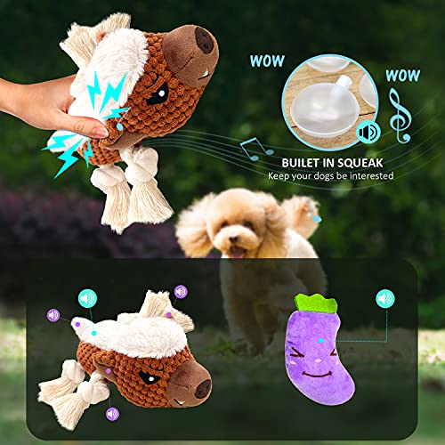 EONAZE Juguetes para Perro con Sonido, Mordedor Perro Cachorro, Peluche para Perros Resistente, Juguetes Interactivos Duraderos para Cachorros Perro Pequeño Mediano (Pack 2)