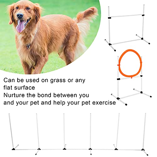 Equipo De Entrenamiento De Agilidad Para Mascotas, Equipos Para Pistas De Obstáculos Ajustables Para Perros Barra Para Salto Con Obstáculos Poste De Aro Para Carreras De Obstáculos Poste De Entrenamie