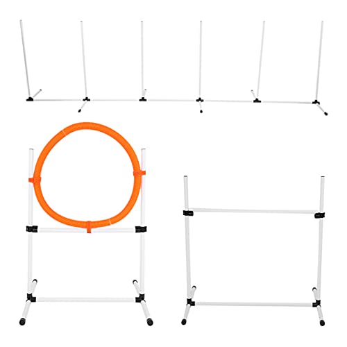 Equipo De Entrenamiento De Agilidad Para Mascotas, Equipos Para Pistas De Obstáculos Ajustables Para Perros Barra Para Salto Con Obstáculos Poste De Aro Para Carreras De Obstáculos Poste De Entrenamie