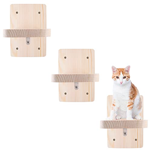 Escalera Gatos Escalada Tumbona Tabla de la Pared Estante Para Gatos Montado Con Percha Para Gatos Y Mascotas Para Montaje En Pared Y Para Colocación, tres pequeño peldaños