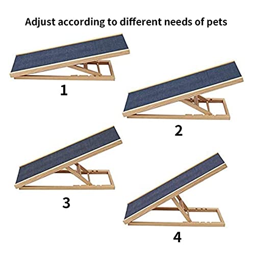 Escalera para perros Escalera para mascotas Rampa de perro ajustable de altura para rampa grande del automóvil para la rampa de mascotas del gato con alfombra antideslizante de las mascotas de madera,