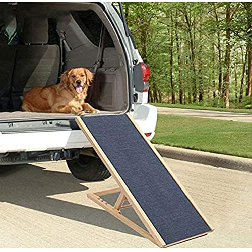 Escalera para perros Escalera para mascotas Rampa de perro ajustable de altura para rampa grande del automóvil para la rampa de mascotas del gato con alfombra antideslizante de las mascotas de madera,