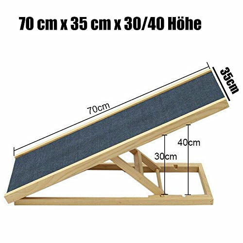 Escalera para Perros, Rampa Plegable para Perros y Gatos, Rampa de Madera Ajustable en Altura de 30-40 cm, Sendero para Mascotas con Superficie Antideslizante para Coches, Camas, Sofás