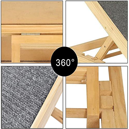 Escalera para Perros, Rampa Plegable para Perros y Gatos, Rampa de Madera Ajustable en Altura de 30-40 cm, Sendero para Mascotas con Superficie Antideslizante para Coches, Camas, Sofás