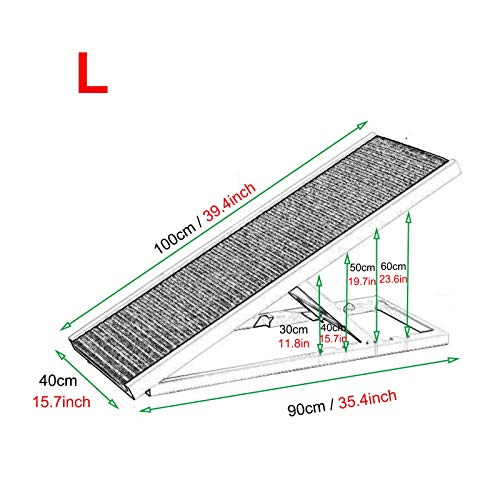 Escaleras Escalones Ajustable del Perro Casero Escaleras de Rampa, Rampa para Perros de Madera Portátil Plegable para Perros Pequeños Medianos Grandes, Diseño Antideslizante, Uso Interior / Exterior