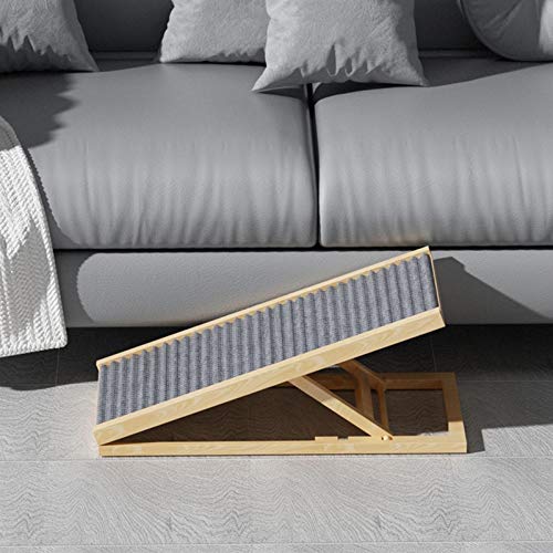 Escaleras escalones Sofá Cama para Mascotas Rampa para Perros Madera Gris Plegable Escalera para Mascotas, para Uso en el Exterior del Hogar, Manta Antideslizante, Altura Ajustable ( Size : Large )