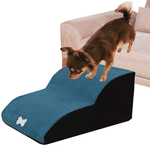 Escaleras para mascotas para perros pequeños y gatos con funda extraíble para camas altas Ligeras para perros grandes, medianos, gatos, mascotas mayores, fáciles de subir escaleras,Marrón,3 steps