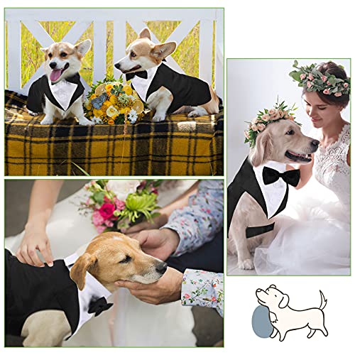 Esmoquin de Perro Set de Traje y Bandana de Perro Esmoquin Formal de Perros Traje de Fiesta Boda de Mascotas Camisa de Pajarita de Boda para Disfraces Cumpleaños Halloween (L)