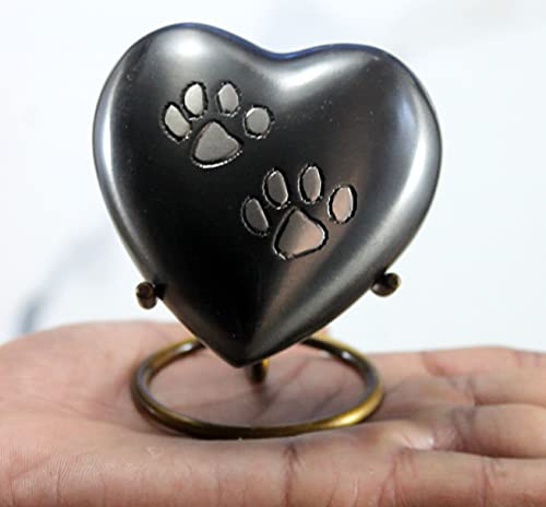 eSplanade Urna de cremación de Mascotas Urnas conmemorativas Contenedor Frasco para recipientes | Urna De Latón | Urna de Metal | Urna de entierro | Recuerdo conmemorativo (Gris con Soporte)