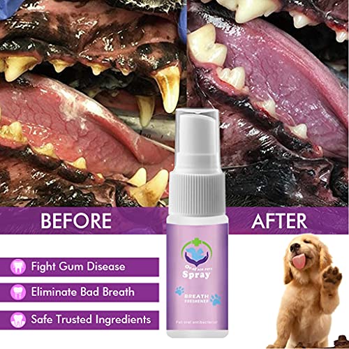 Espray dental para mascotas, elimina el mal aliento para perros y gatos, combate las enfermedades de sarro y enc???as sin cepillar, ayuda digestiva en spray para la boca de mascotas