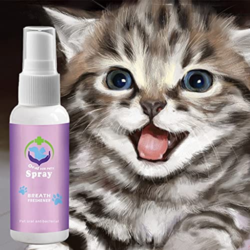 Espray dental para mascotas, elimina el mal aliento para perros y gatos, combate las enfermedades de sarro y enc???as sin cepillar, ayuda digestiva en spray para la boca de mascotas