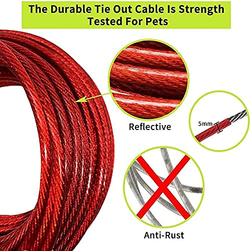 Estaca de tierra espiral con cable de 10 m, correa extra larga de acero para perro al aire libre para perros medianos y grandes, estaca para mascotas para acampar