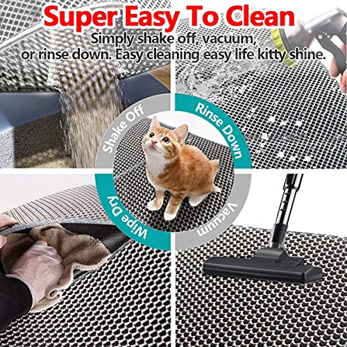 Estera de Arena para Gato 70 x 55 cm, Alfombra de Basura Impermeable Antideslizante Doble Capa Fácil de Limpiar, Esterilla para Gatos Trapping Mat