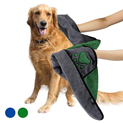 ETACCU Albornoz para Perros, 70 * 100 CM Toalla de baño de Microfibra Toalla para Perros, Accesorios de baño para Mascotas para Limpiar Perros, Gatos y Mascotas (Verde)