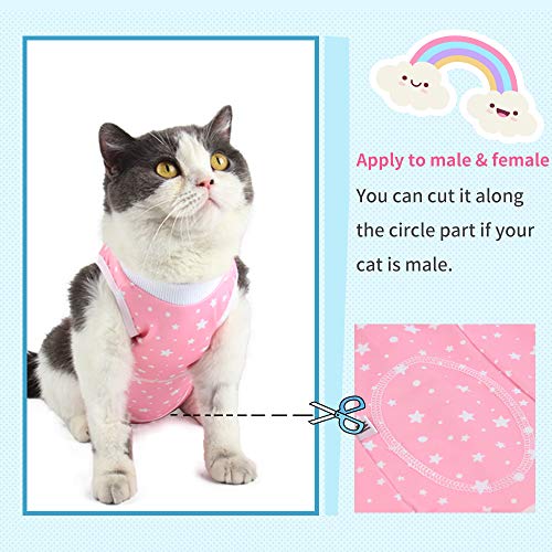 Etdane Cat Onesies Traje de recuperación de cirugía abdominal Protector de heridas postoperatorias Camiseta Pet E-Collar alternativo Chaleco para el hogar