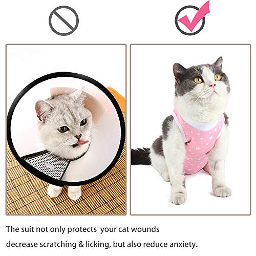 Etdane Cat Onesies Traje de recuperación de cirugía abdominal Protector de heridas postoperatorias Camiseta Pet E-Collar alternativo Chaleco para el hogar