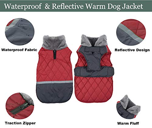 Etechydra Abrigo Perro Impermeable, Invierno Cálido Chaqueta Perro, Reflectante Mascotas Ropa Chaleco para Perros Pequeño, Mediano, Grande, S