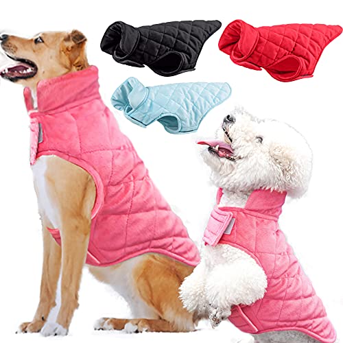 Etechydra - Chaqueta de Abrigo para Perro, Abrigo cálido para otoño e Invierno, Ropa de Perro Suave de Forro Polar, Chaquetas Ligeras y acogedoras para Perros pequeños, Rosa M