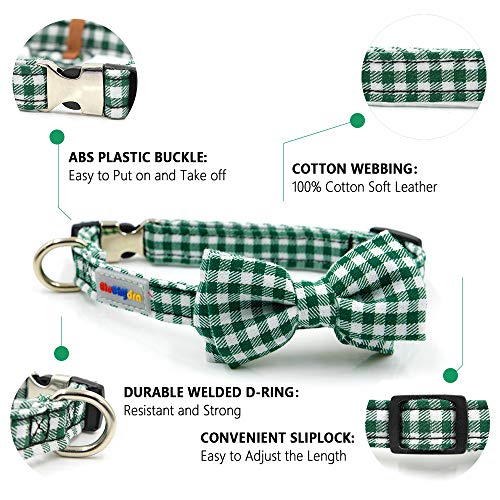 Etechydra Collar de perro, Collar de lazo para perro, Pajarita para perro, Collar de perro para mascotas, Collar de perro ajustable para perros pequeños, medianos y grandes, Collar de perro verde M