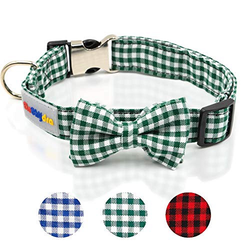 Etechydra Collar de perro, Collar de lazo para perro, Pajarita para perro, Collar de perro para mascotas, Collar de perro ajustable para perros pequeños, medianos y grandes, Collar de perro verde M